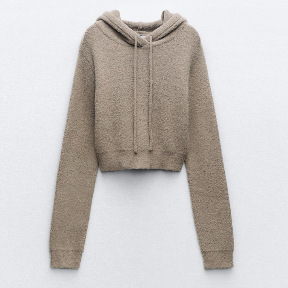 NWOT fuzzy Zara croped hoodie